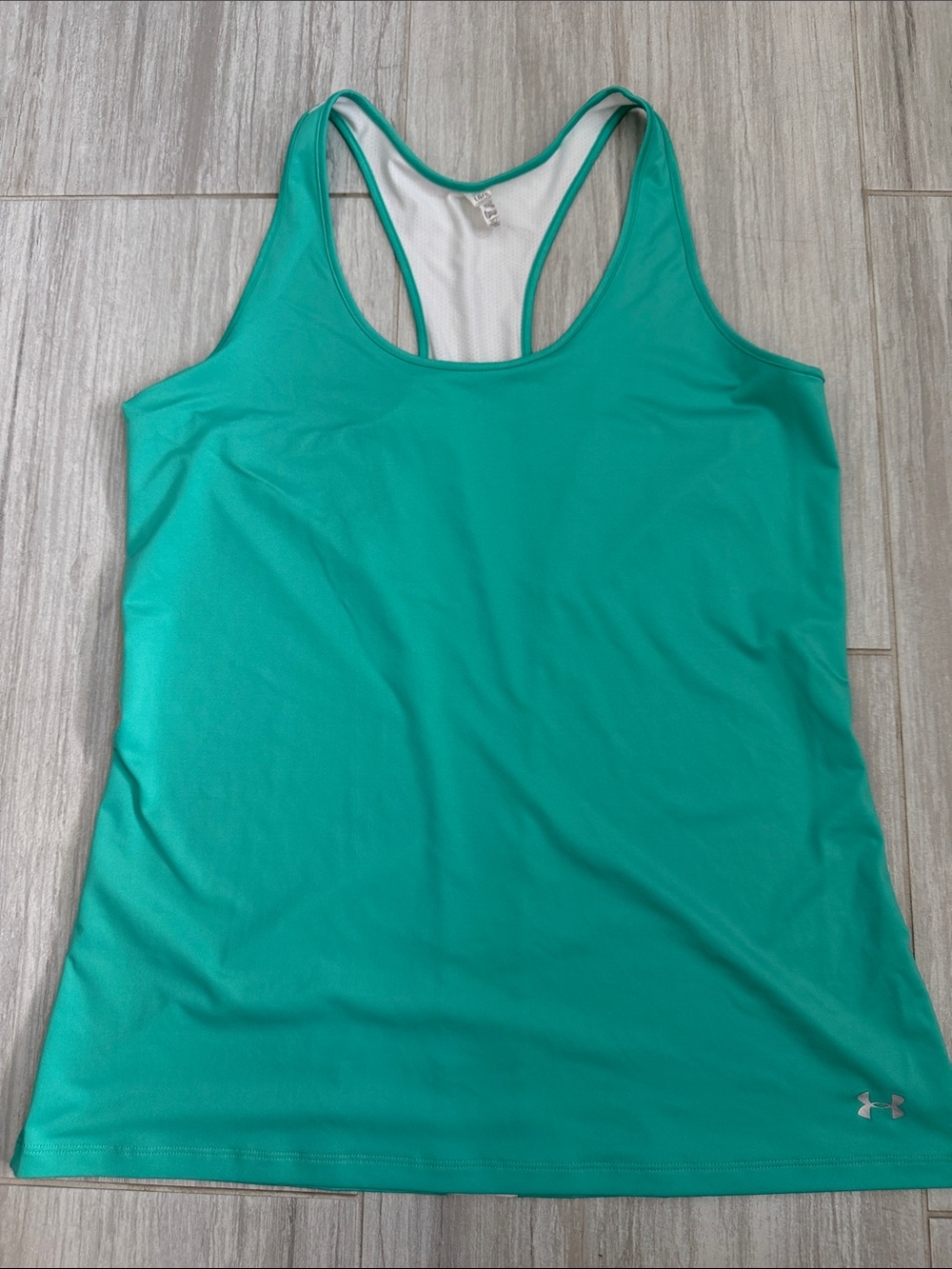 Under Armour Women’s Teal & White Racerback Performance Tank Large workout